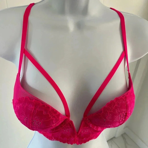 La SENZA/ Beyond Sexy/ Classic  plunge/ Neon pink/ Size 34B - Picture 3 of 10